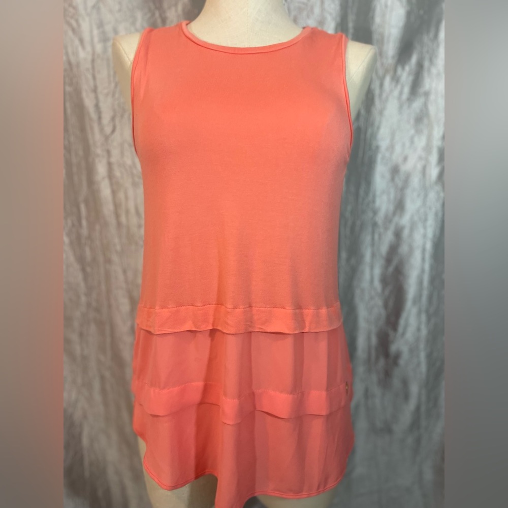 Michael Kors coral tank top with ruffles Medium